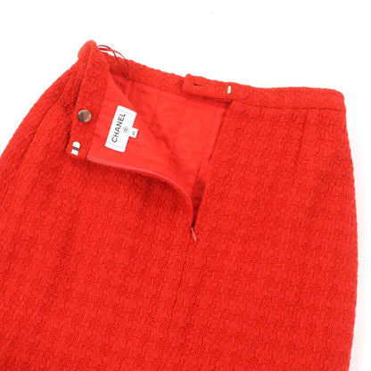 CHANEL P62367 100% Silk Lined Knee Length Tweed Skirt With Coco Mark Plate