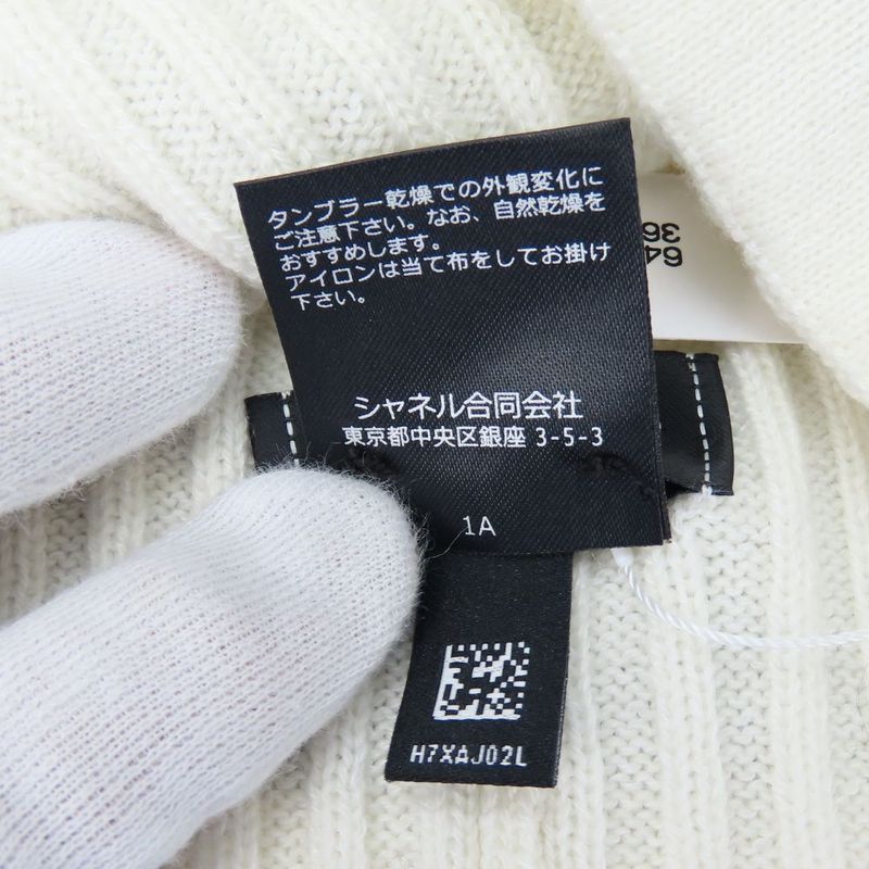 Chanel Knit Cap Cashmere Cotton White Black Knit Hat Coco Mark Apparel Women