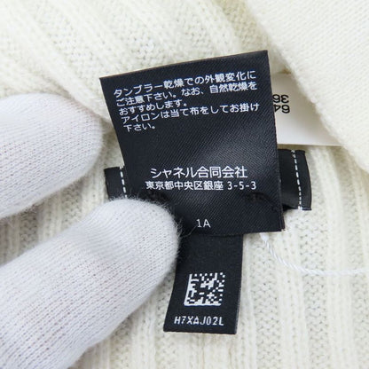 Chanel Knit Cap Cashmere Cotton White Black Knit Hat Coco Mark Apparel Women