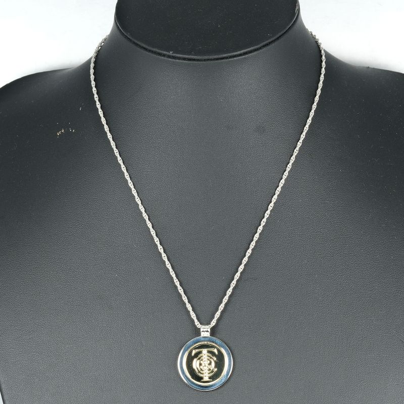 Tiffany & Co T&C Coin Silver 925 X 18K Yellow Gold Ladies 14.3g Necklace