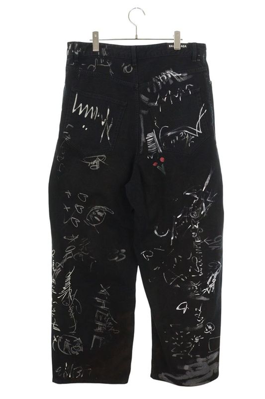 Balenciaga 745223 Tnw11 Graffiti Baggy Graffiti Baggy Denim Pants Men's M