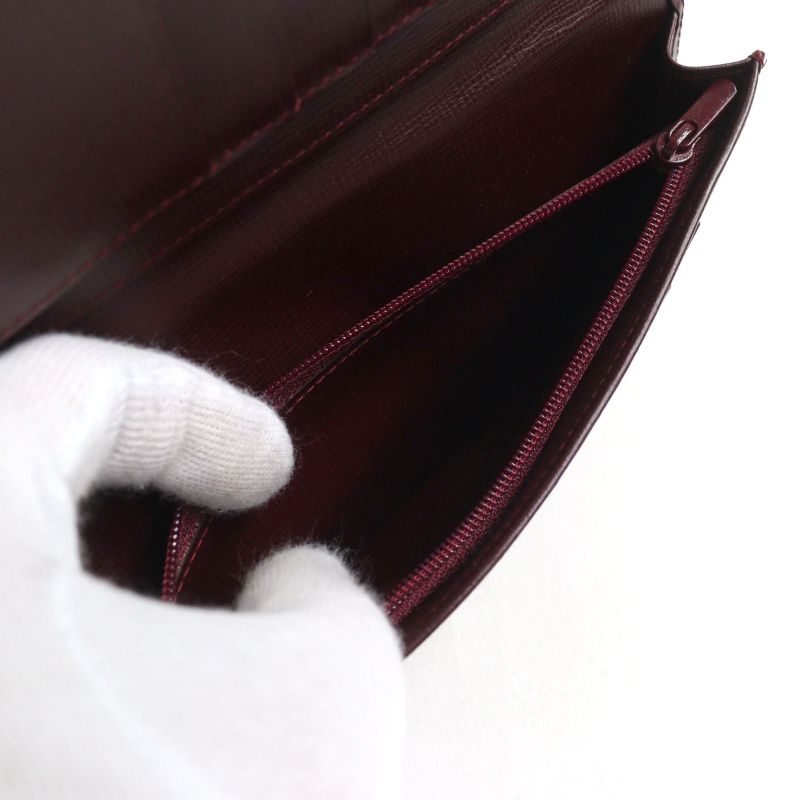 Cartier Must Line Leather Logo Engraved Bifold Long Wallet Billfold Long Wallet