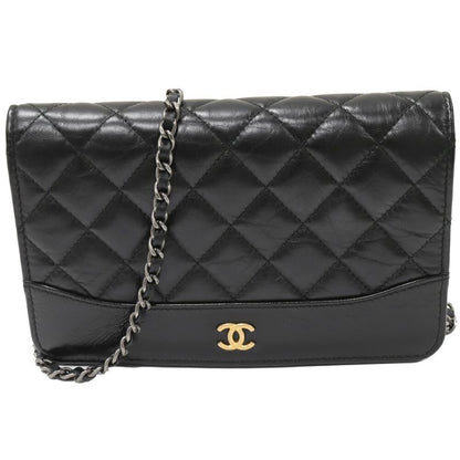 Chanel Chain Shoulder Bag Shoulder Wallet Gabrielle Chain Wallet Calf Black
