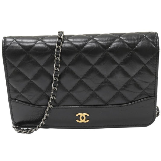 Chanel Chain Shoulder Bag Shoulder Wallet Gabrielle Chain Wallet Calf Black