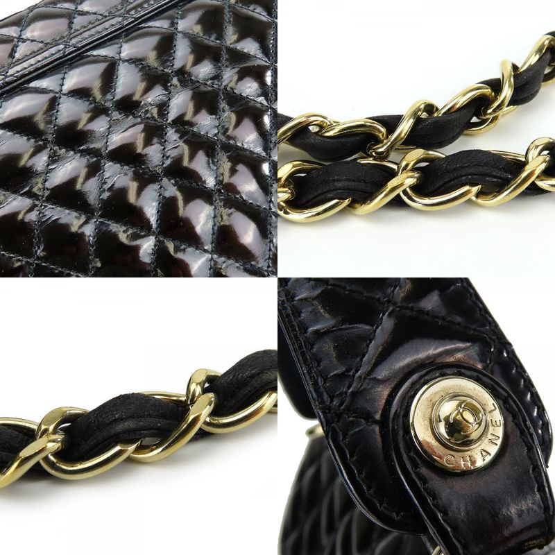 Chanel Handbag Enamel Black Gold Hardware 12th 2way Shoulder Ladies Women Chanel