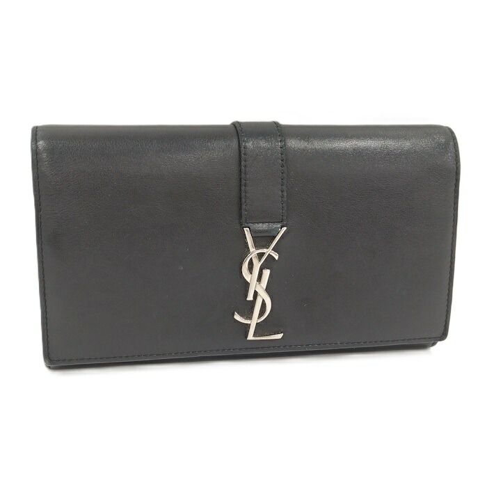 Yves Saint Laurent Bifold Long Wallet Leather Black 414567