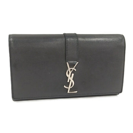 Yves Saint Laurent Bifold Long Wallet Leather Black 414567