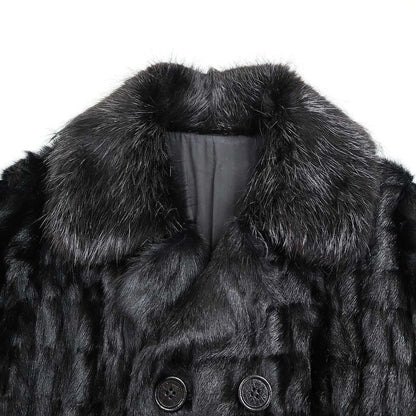 Prada 10aw Nutria Fur Collar Goat Fur Double Coat Black