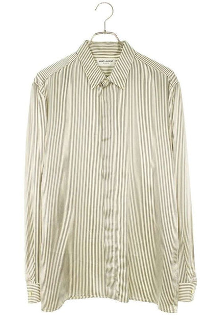 Saint Laurent Paris 24SS 774827 Y3i87 Striped Silk Long Sleeve Shirt Men 38