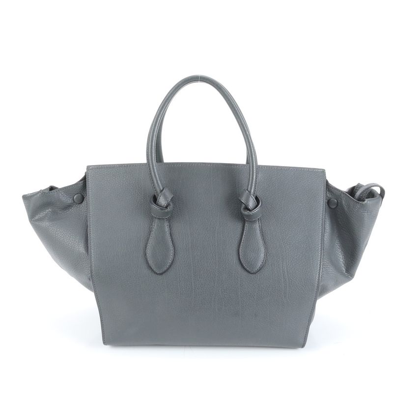 Celine Tie Bag Leather Tote Bag Shoulder Hand Gray Women's ERE Cw53-2