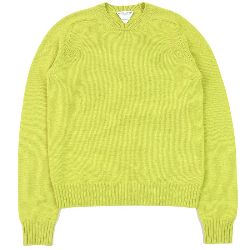 Bottega Veneta 2020 638771 100% Wool Crew Neck Long Sleeve Knit Yellow-green