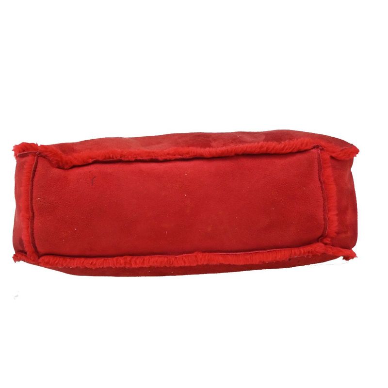 Chanel Handbag Fur Bag Leather Red 86ka838