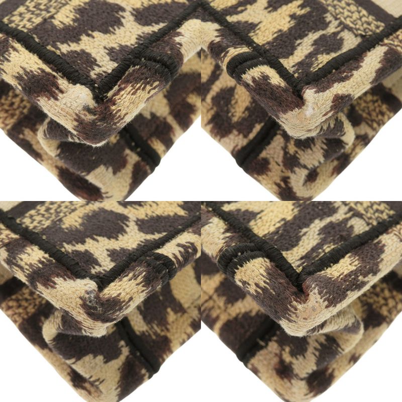 Christian Dior Book Tote Mini Leopard Canvas Beige Handbag 0760 Christian Dior