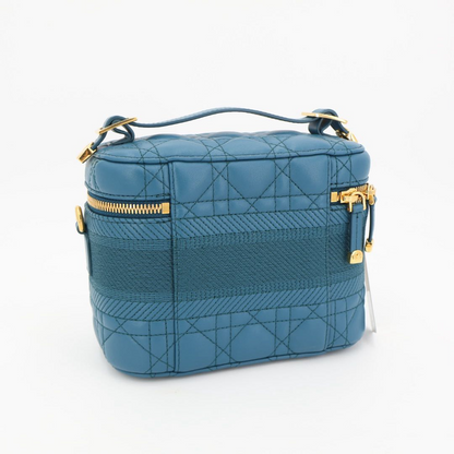 Christian DIOR Travel Canage Stitch Leather Small Vanity Shoulder Bag
