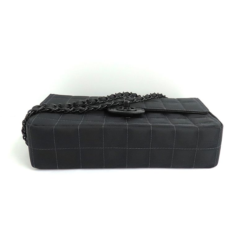Chanel Vintage New Travel Line All Black Chain Shoulder Bag Black
