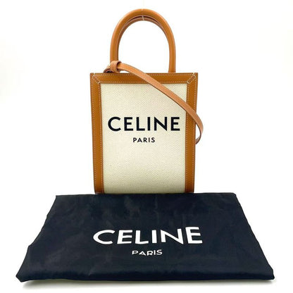 Celine Printed Canvas MINI Cabas Vertical Leather X Canvas Off White X Light