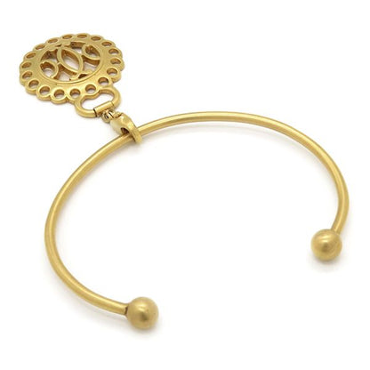Hermes Bangle Circle Cutout GP Yellow Gold Charm Bracelet Metal Round [case