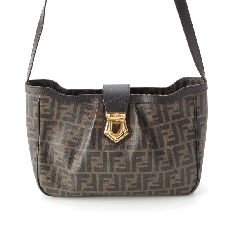 Fendi Zucca FF Logo Shoulder Bag 8bt209 Brown