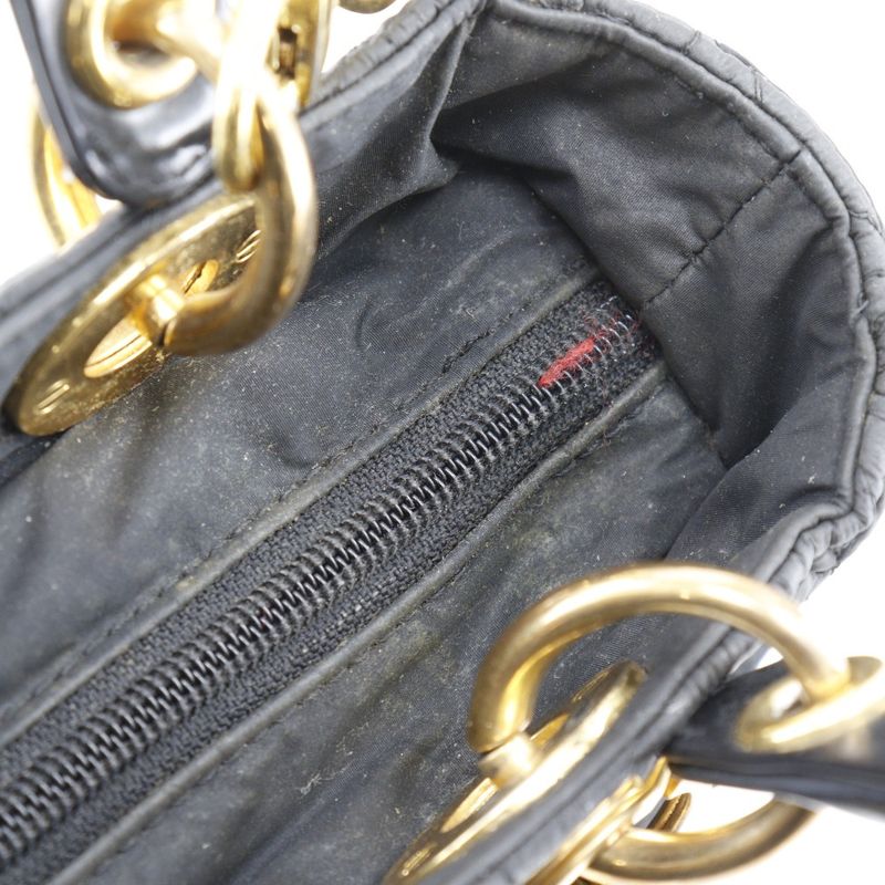 [dior] Christian Dior Lady Dior Canage 2WAY Shoulder Nylon Black Ladies Handbag