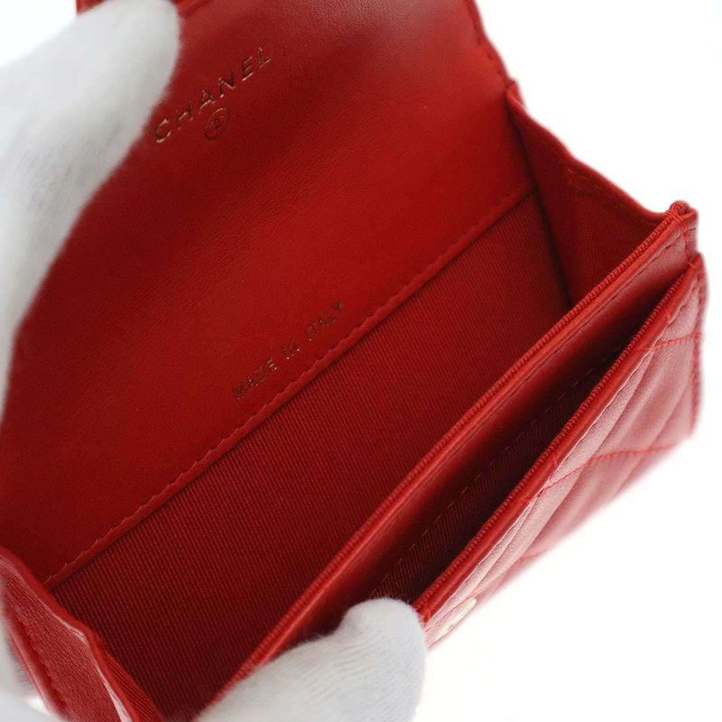 Chanel 2018 Card Case Coco Mark Classic Flap Card Case Red