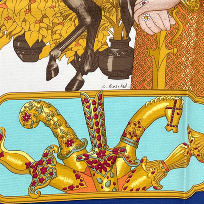 Hermes Scarf Carré 90 Maharajas 100% Silk Multicolor