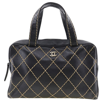 Chanel Wild Stitch Coco Mark Calf Black Women's Handbag