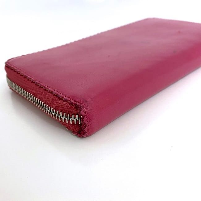 Loewe Round Zipper Long Wallet Pink Red Anagram Wallet