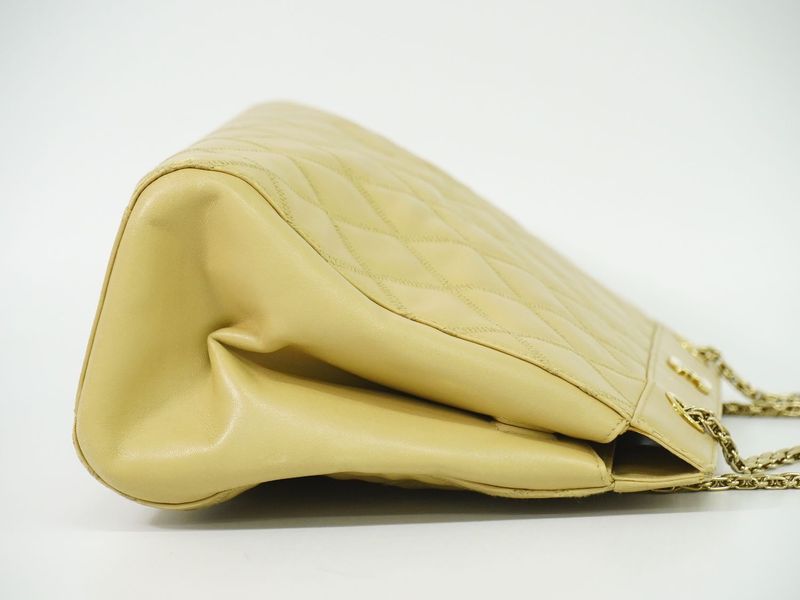 Authentic Chanel Coco Mark Chain Shoulder Bag Tote Leather Beige Coco Mark Bag