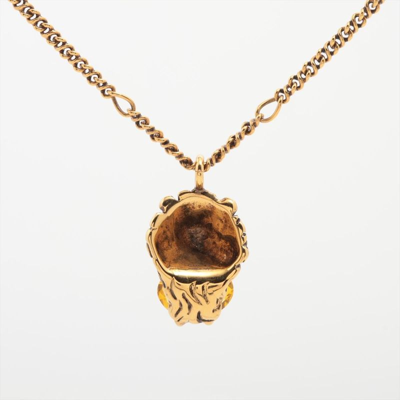 Gucci Michele Period Lion Head Necklace GP X Stones Gold X Yellow Made In Italy
