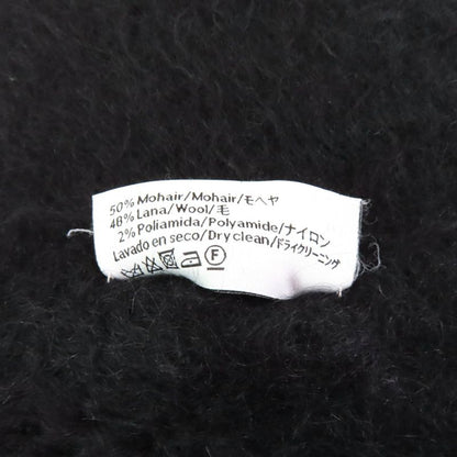 LOEWE Mohair Wool Blend Scarf With Logo Bead Embellishment And Fringe Black