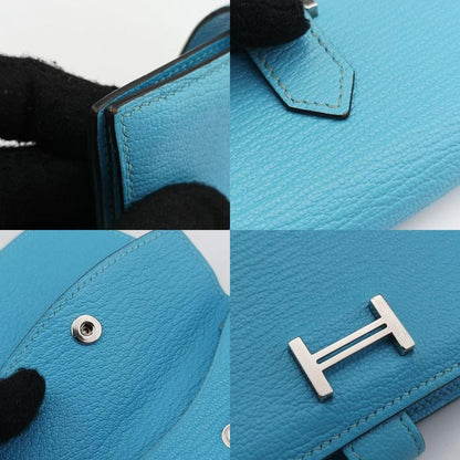 Hermes Bearn Souffle Blue Leather D Ai002id