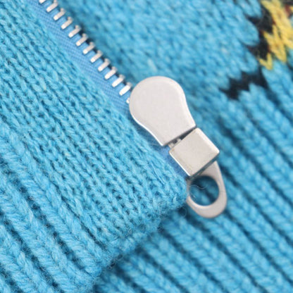  Gucci 23SS 716370 100% Wool Horsebit Zip-up Jacquard Knit Jacket Blue XS Made