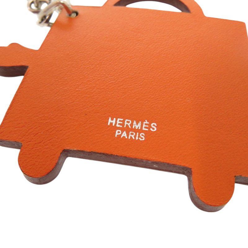 Hermes Kerry Doll Vota Delacto Silver 925 Orange Key Holder Charm 0937 Hermes