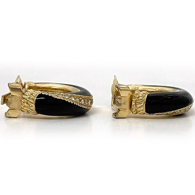 Christian Dior Earrings Ec21691 Gold Black