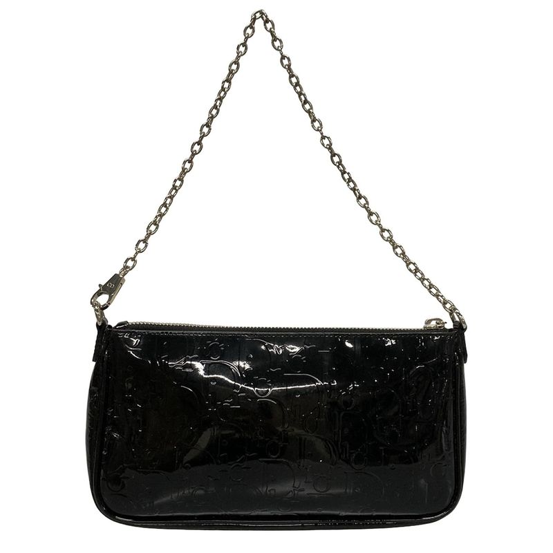 Dior/christian Dior Handbag Trotter Black Chain Handle Leather
