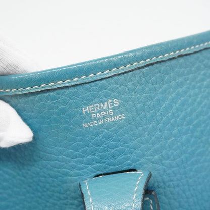 Hermes Shoulder Bag Evelyn 2PM Taurillon Cles Mance Blue Jean Silver Hardware