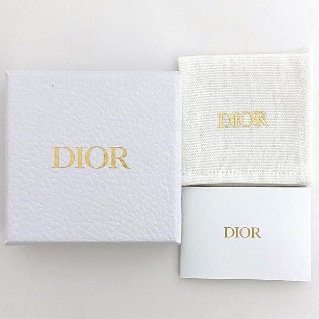Christian Dior Logo Earrings Silver Pearl White Excellent Condition