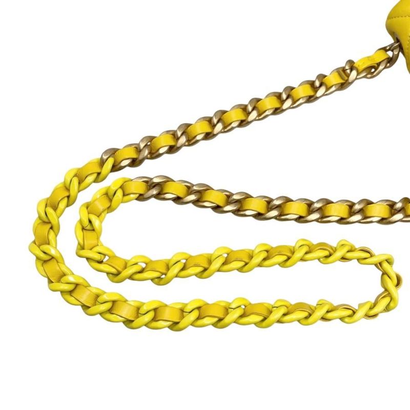 Chanel Shoulder Bag Mini Flap Bag As3205 Matelasse Lambskin Coco Mark Yellow