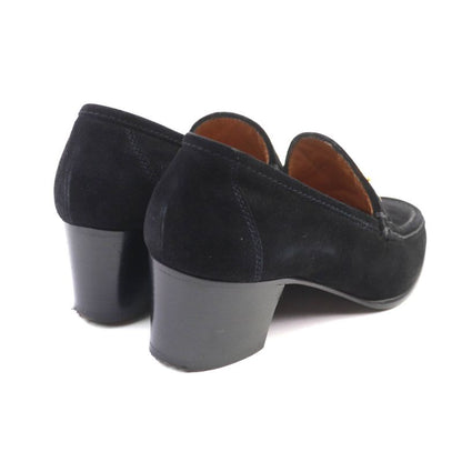 Hermes Gold Hardware With H Logo Hardware Chunky Heel Suede Leather Loafers