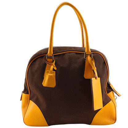 Prada Mini Boston Canvas Brown Women's Tote Bag