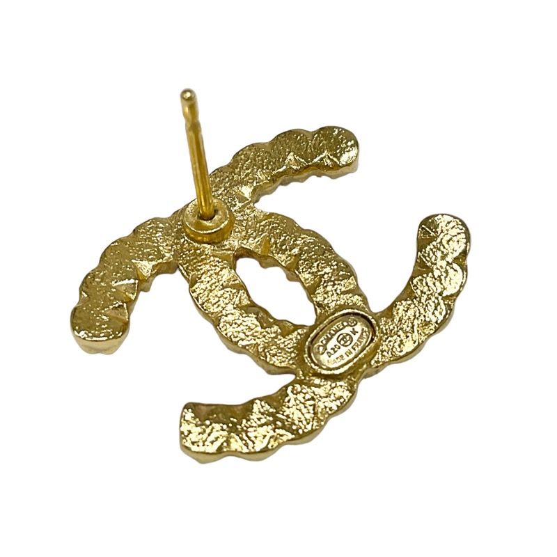 Chanel Earrings Coco Mark Rhinestone Pearl Gold