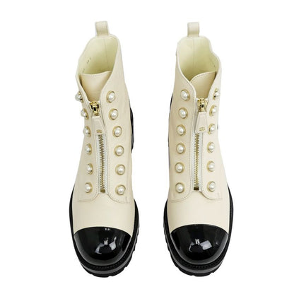 Chanel Shorts Fake Pearl White Black G45183 Size 38C Shoes Ladies