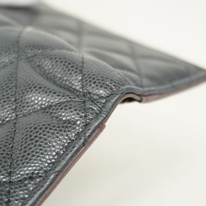 Chanel Trifold Wallet Matelasse Caviar Skin Black Chien Pan Gold Hardware Women