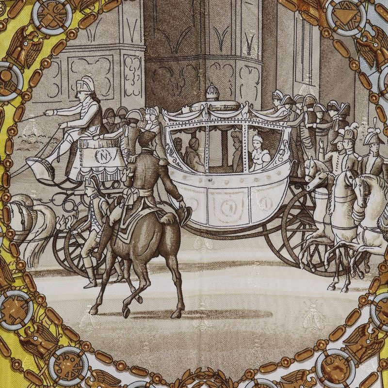 Hermes Carre 90 Napoleon Bee Silk Light Blue Women's Scarf