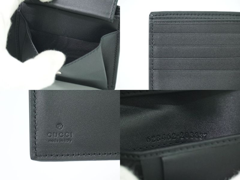 Authentic Gucci Square G Space Fold Wallet Compact Wallet PVC Black Red Blue