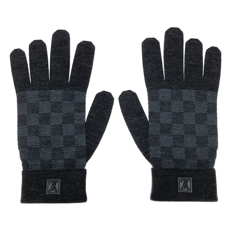 Louis Vuitton M70008 Damier Graphite Damier Gompti Wool Knit Gloves Charcoal