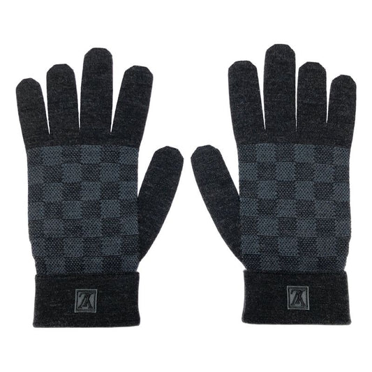 Louis Vuitton M70008 Damier Graphite Damier Gompti Wool Knit Gloves Charcoal