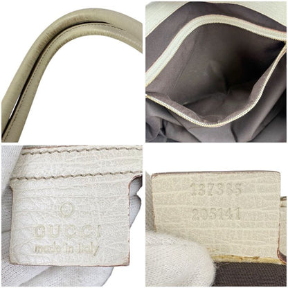 Gucci Tote Bag Hustler Bit Horsebit GG Canvas White Brown Leather Shoulder