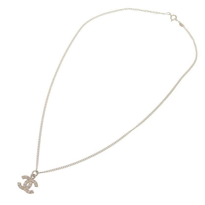 Chanel Coco Mark A28942 Metal Rhinestone Silver Necklace 0460 Chanel
