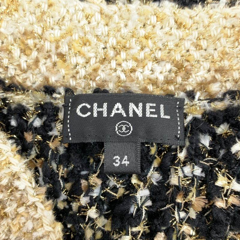 [chanel | 2019aw | Wool Silk Blend Tweed Knit Long Cardigan | 34 | Black Gold